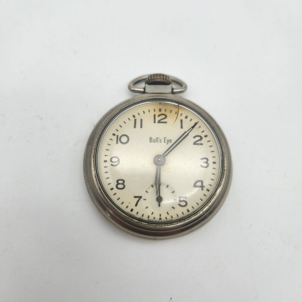 Antique Bull’sEye Westclox Railroad Pocket Watch, Circa 1962, Parts Only